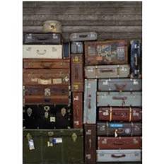 Wandbild Stacked Suitcases von Rebel Walls - Large Heap - brown