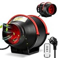 Ikodm Rörfläkt 100 mm inline-frånluftsfläkt, 320 m3/h, med återströmningsskydd och EU-kontakt, hög kvalitet, tyst, för badrum, toalett, kök, växthus, tält, garage