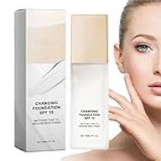 Colour Changing Foundation, 30ml Magic Skin Changing Foundation, Full Coverage Face Foundation Makeup, Long-lasting Skin Liquid Foundation for Daily Use