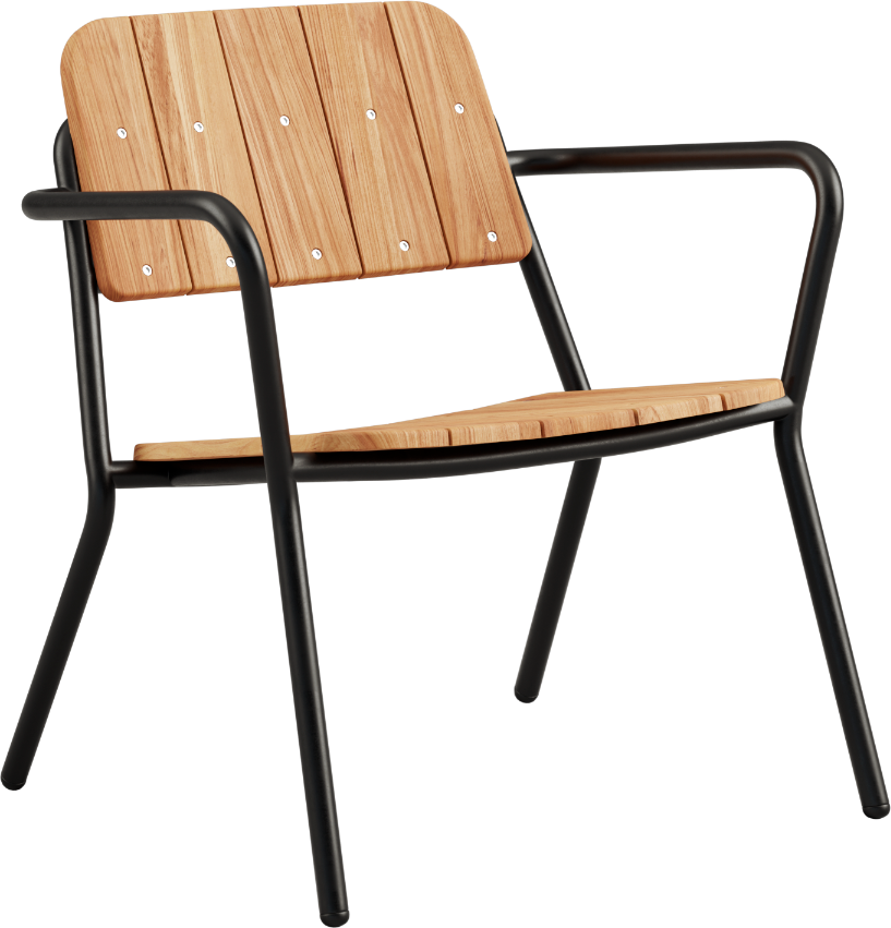 Sackit kirra patio lounge stol noir pulverlakeret aluminium og ubehandlet teaktræ