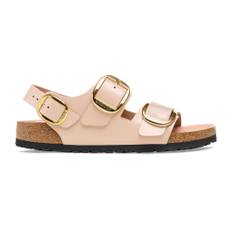 Birkenstock, Skor, Dam, 36 EU, Läder, Milano Big Buckle Natur Läder Lack - beige (36 EU)