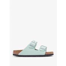 Womens Arizona Soft Foot-Bed Leather Sandals in Matcha