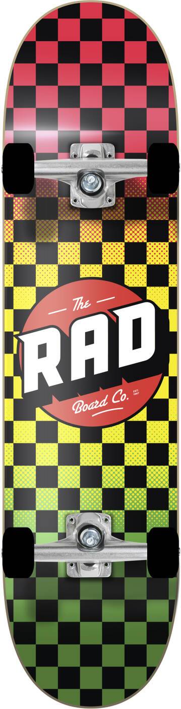 RAD Checkers Komplett Skateboard Rasta Fade (7.5″)