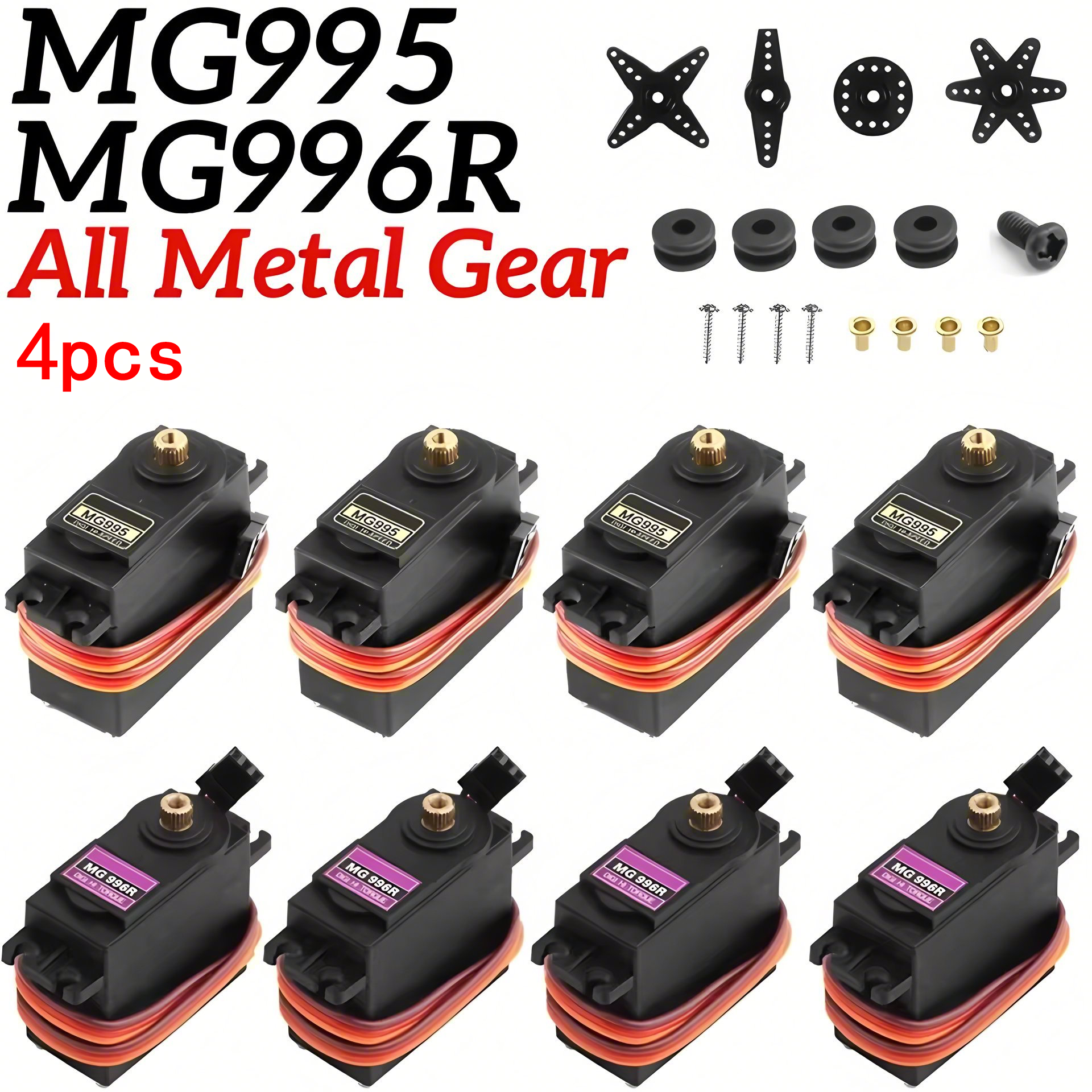 4/10pcs Digital Servos MG995 MG996R MG996 Metal Gear for Model Helicopter Boat Compatible with Arduino UNO DIY Kit