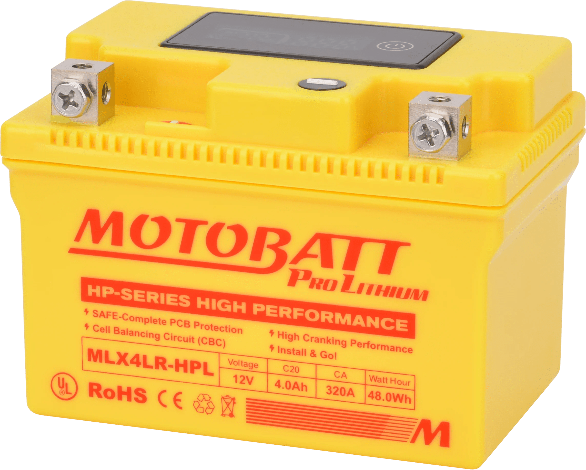 Motobatt – 12 V 4 Ah 320 A LiFePO4-batteri – MLX4LR-HPL