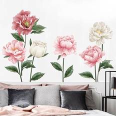 Wallsticker - Pæon Blomster / Hvid og lyserød