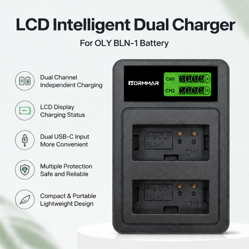 BLN-1 PS BLN1 PS-BLN1LED Built-in USB Dual Battery Charger for Olympus OM-D E-M1 E-M5 Mark II PEN-F E-P5 EM1 EM5 PENF EP5