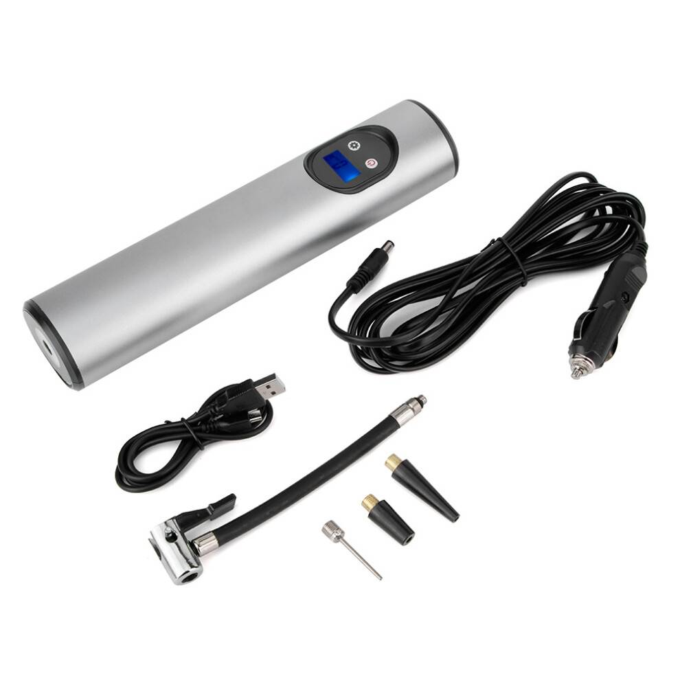 Digital dækpumpe med smart digital trykmåler, LED-lys og automatisk slukning Holdbar mini-luftpumpe i aluminiumslegering til bil og cykel.