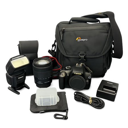 Canon EOS 1100d - Canon 19-135mm objektiv - Canon Speedlite 430EX II blitz – Kamera pakke - Grade A