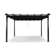 Comfort Garden Fristående pergola med hopfällbart tak för altan och trädgård 4x3 - Svart / Aluminium Pergola Tyg