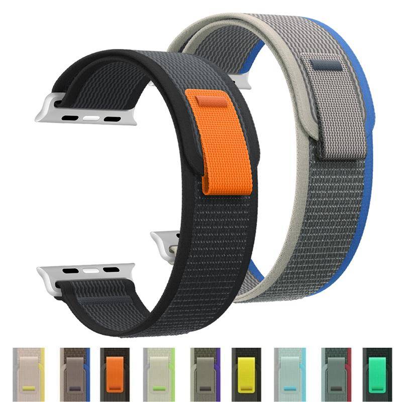 Trail loop Band för Apple Watch Ultra 49mm 44mm 40mm 45mm 41mm 42mm 38mm 40 44 45 mm Armband iWatch Series 7 6 5 4 3 se 8 Rem gray