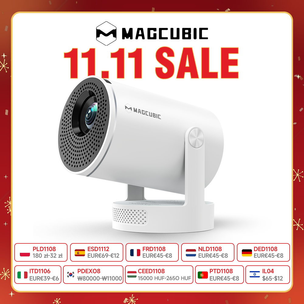 Magcubic HY320Pro 400ANSI Full HD Projector, Native 1080P Auto Focus, Android 14 Voice Control 8K Support Portable Home Cinema, HY300 Pro Upgrade
