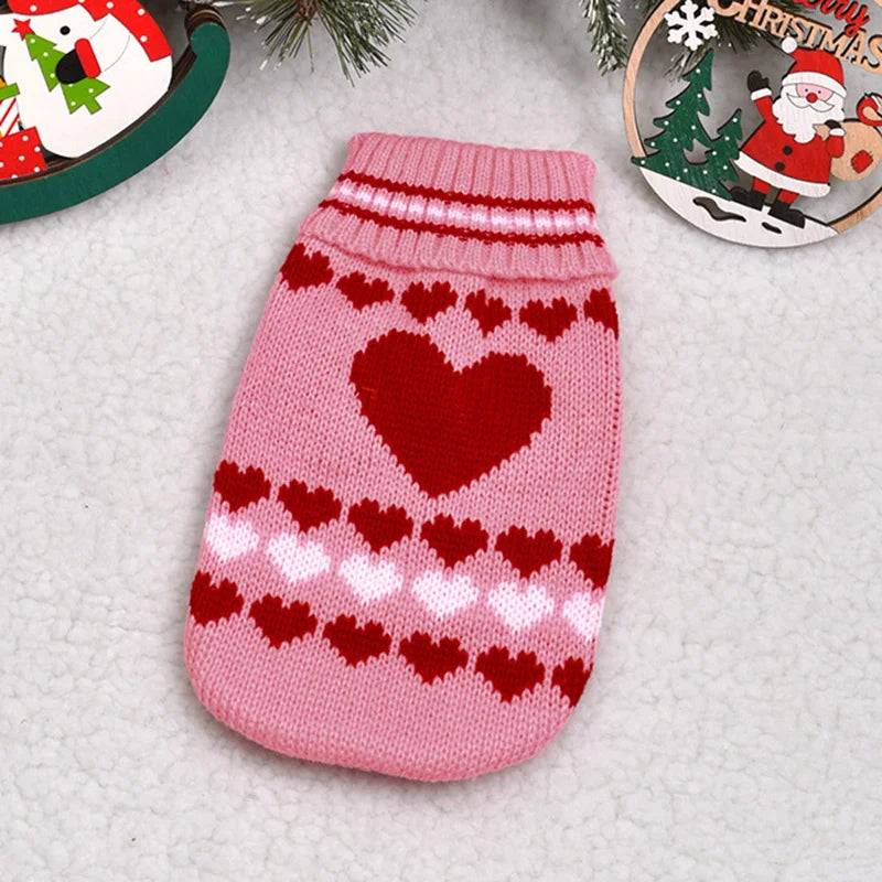 Animal Print Knit Sweater for Cats & Small Dogs - Pink Love / 8-suggest 1.5-2.5kg / SPC (8-suggest 1.5-2.5kg)