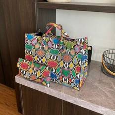 Fashion Snake Print Four Seasons Versatile Travel Shopping Bag Oversized Tote Tote Bag - Multicolor - one-size