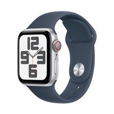 Apple Watch SE GPS + Cellular 40mm Silver Aluminium Case with Storm Blue Sport Band - S/M - Fyndvara