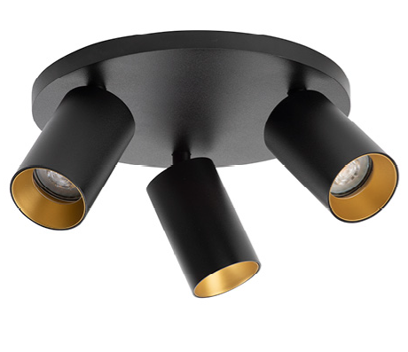 SpotOn Circle3 væg/-loftlampe fra Antidark - Sort/guld