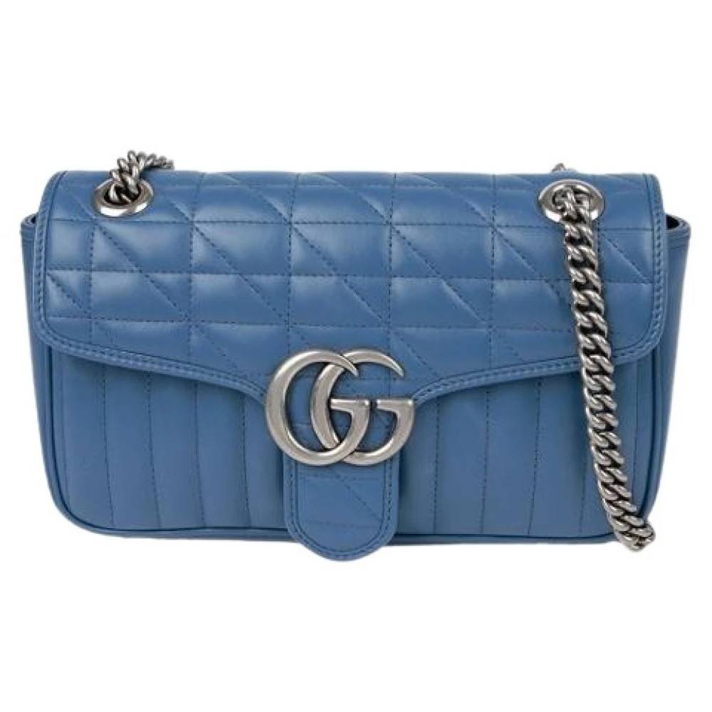 Gucci Vintage Pre-owned GG Marmont Small Shoulder Crossbody Bag - Vintage - Dame - Blå - ONE SIZE - Uld