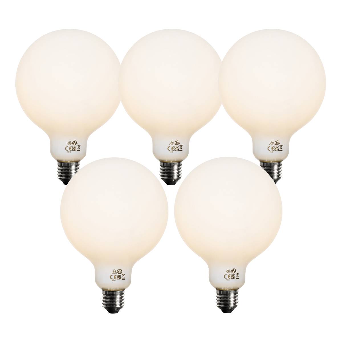 Sæt af 5 E27 3-trins dæmpbar LED-pære opal G125 4W 450lm 3000K