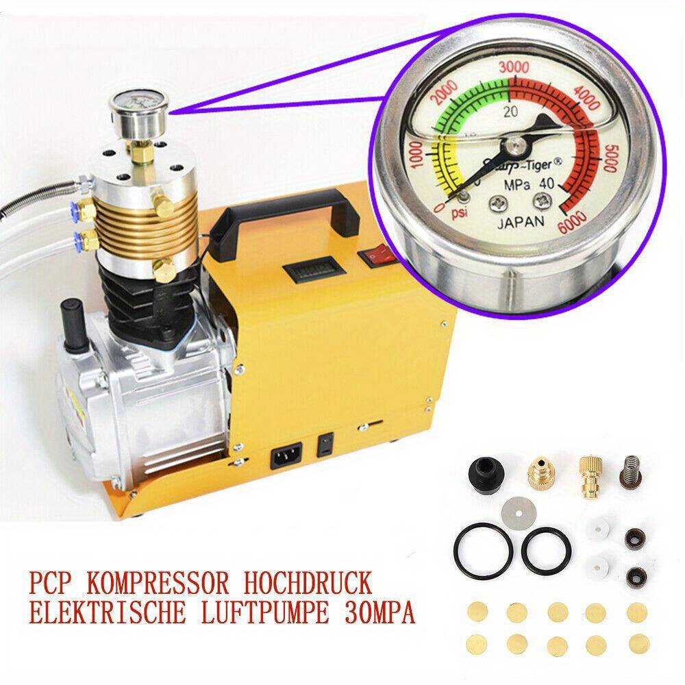 TEMU 4500psi High-pressure Air Pump Replacement Parts - Air Compressor With Mechanical Gauge, Suitable For Diving, And High-pressure Applications