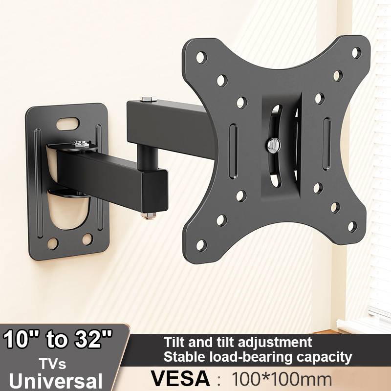 TEMU 1pc Of Full Motion Tv Wall Mount Bracket Designed For Corner Installation, Suitable For 10-32 Inch Tvs, Featuring Swivel And Tilt Adjustments, Compatible With Vesa 100x100mm