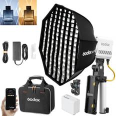 Godox ML60IIBi ML60II-Bi 70W Bi-Color Handheld LED Video Licht Kit, 2800K-6500K, CRI 96+ TLCI 97+, 7 FX Effekte, APP Steuerung, Slient Mode, mit AK-B01 Battery Base, AD-S60S Softbox, 2x NP970 Batterie