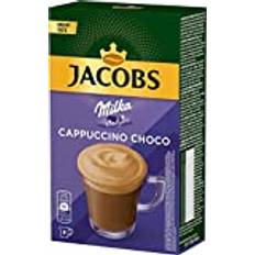 JACOBS Cappuccino Choklad 3-i-1 snabbkaffe med Milka-chokladsmakstavar -15,8 gram enstaka portioner Färskt lager Grossist Rich & Strong Coffee – Paket med 5 lådor med 8 stickor vardera