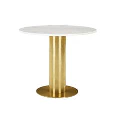 Tom Dixon - Tube Table, Rund toppskiva i marmor Ø90 - Vit - Spiseborde - Hvid - Metal/Sten