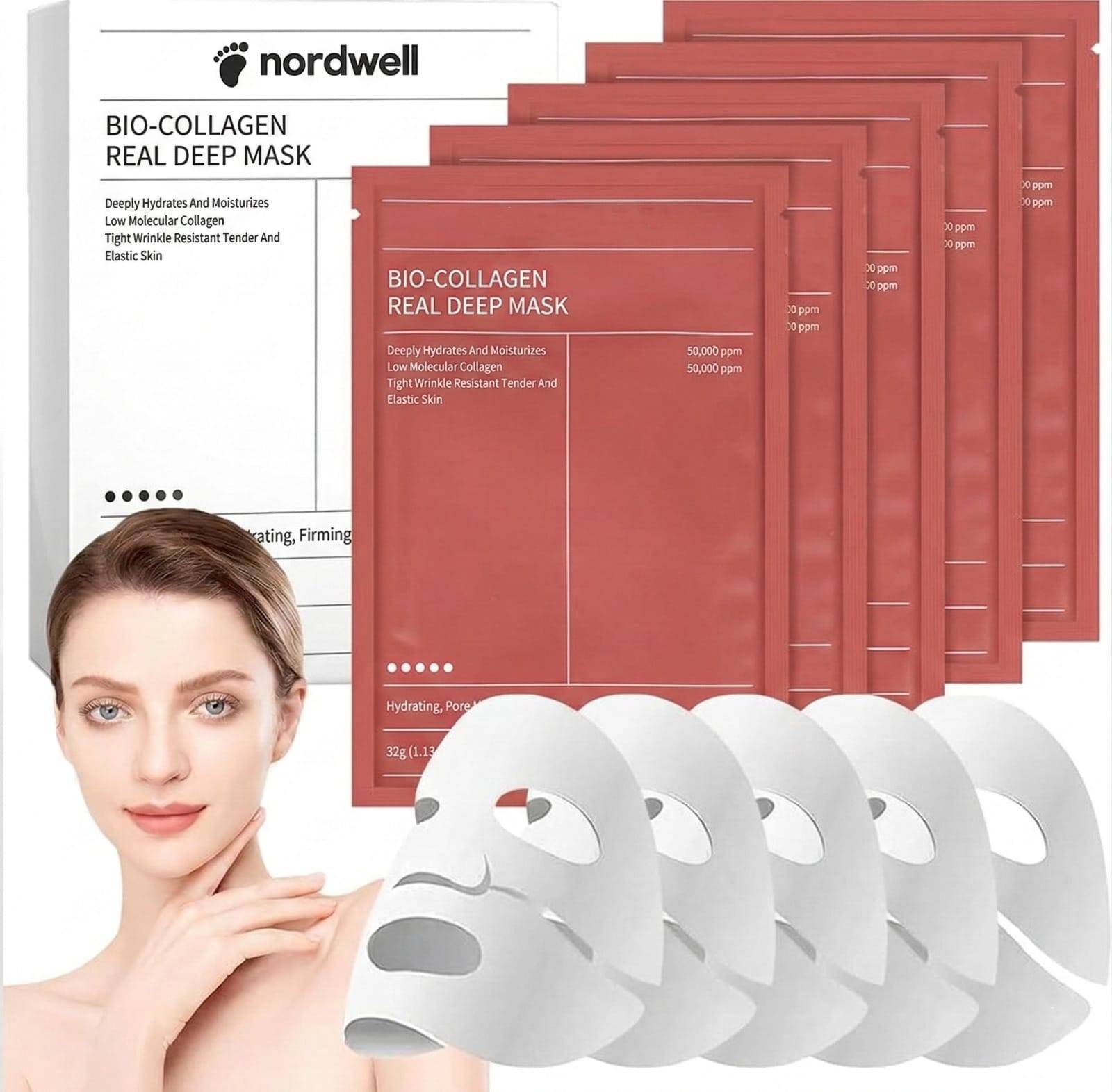 Kollagen Ansiktsmask – återfuktande & uppstramande (4-pack)