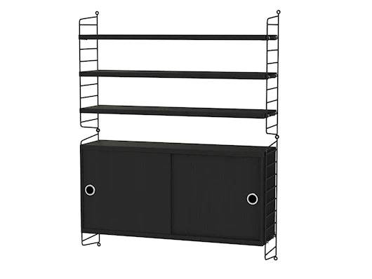 Reol, Living room I fra String Sort - sort ask - Jacobsen Plus