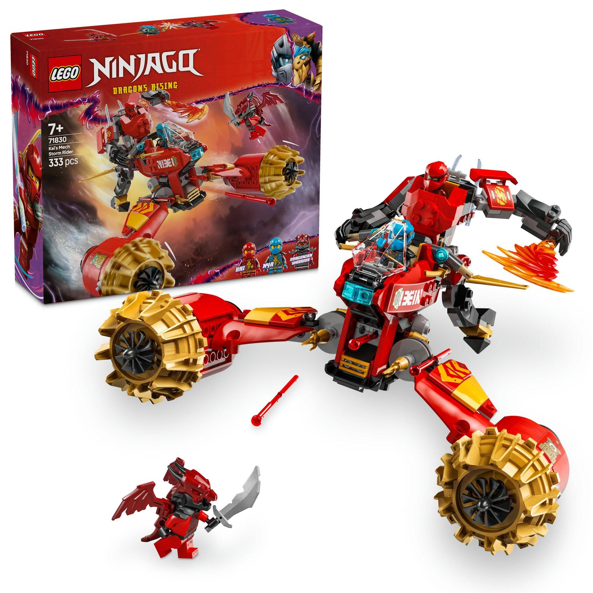 LEGO Ninjago Kais Mecha Storm Rider Leksak Födelsedagspresent Klossar Pojkar Flickor Barn Åldrar 7, 8, 9, Grundskoleelever Stridrobot 71830