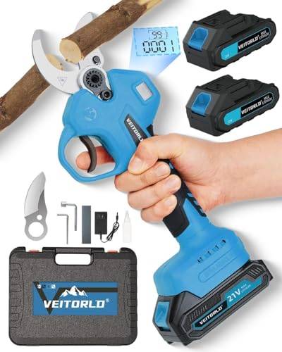 Veitorld Professionelle 1200W Akku Astschere mit Akku 2x2000mAh, 40mm Schnittkraft, Bürstenloser Motor, Elektrische Gartenschere Profi für Makita 18V Akku, Ergonomischer Griff, Rebschere für Garten