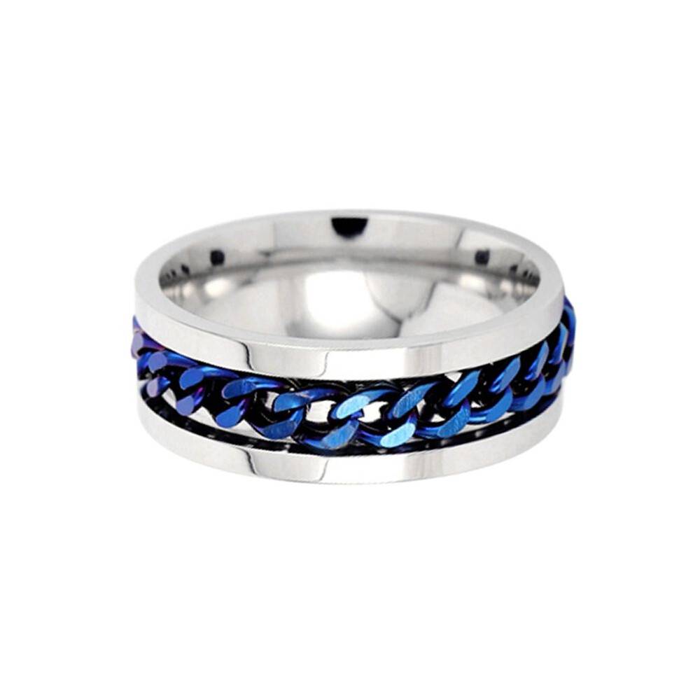 Cool Anti Stress Rotate Freely Chain Rings for Men Stainless Steel Anti Anxiety Relaxing Ring Fidget Spinner E -57mm