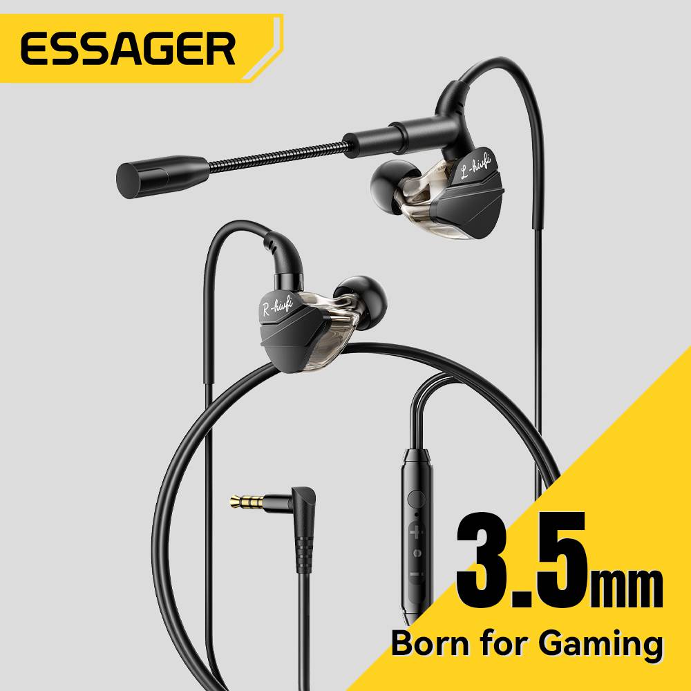 Essager Game Headphones 3.5mm USB Type C Wired Headphones In Ear Headset Gaming Earbuds  Volume Control Mic For Android MP3/MP4