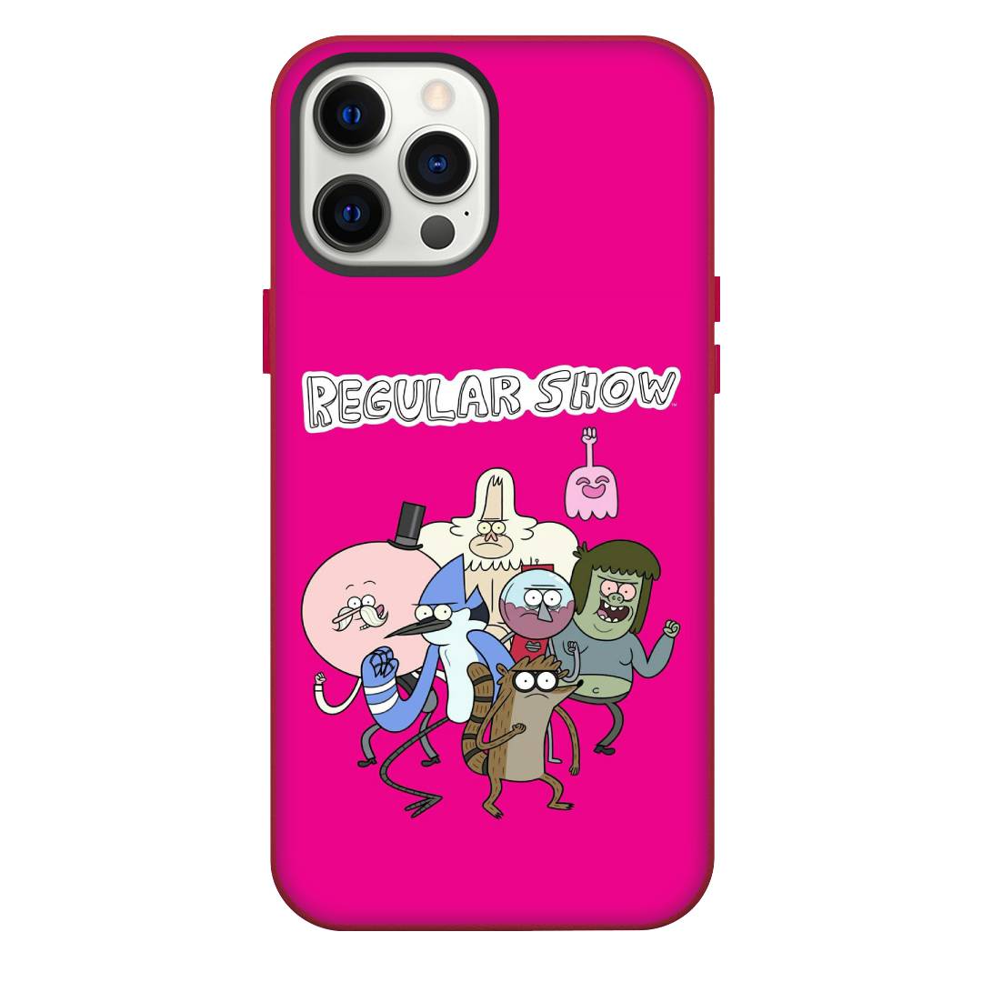 Regular Show Phone Case For iPhone Samsung Galaxy Pixel OnePlus Vivo Xiaomi Asus Sony Motorola Nokia - Regular Show Characters Fighting Stance Pink Poster.