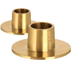 2 stk ester & erik lysestage - børste guld - 6 cm