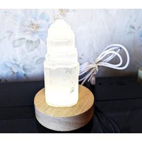 Træfod lampe med hvid LED lys Str. 8 x 2 cm