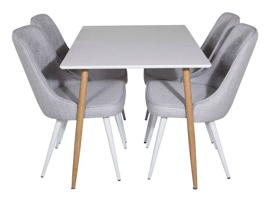 Venture Design Polar & Velvet spisegruppe Hvid/grå 4 st stole & borde 120 x 75 cm