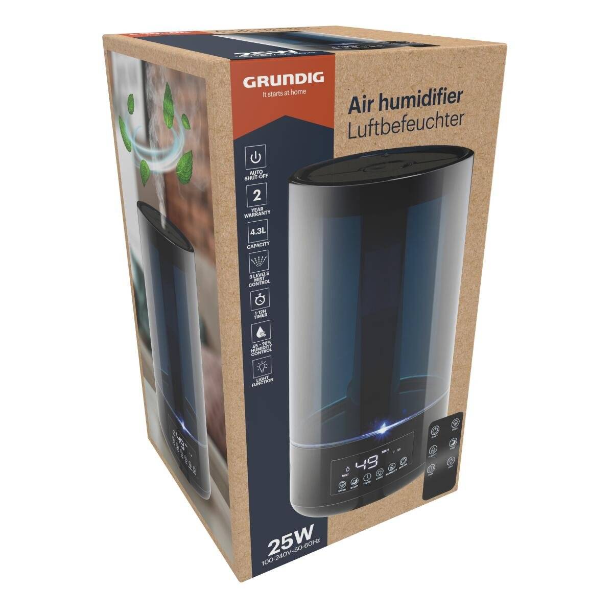 Grundig Luftfugter 4,3L med Fjernbetjening og Aroma funktion Sort