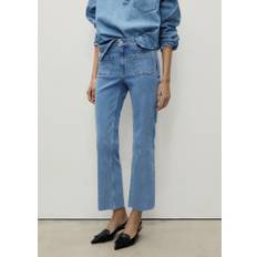 MANGO Flared Cropped Jeans With Pockets Kvinde Open Blue Bukser Str 40 - Denim hos Magasin