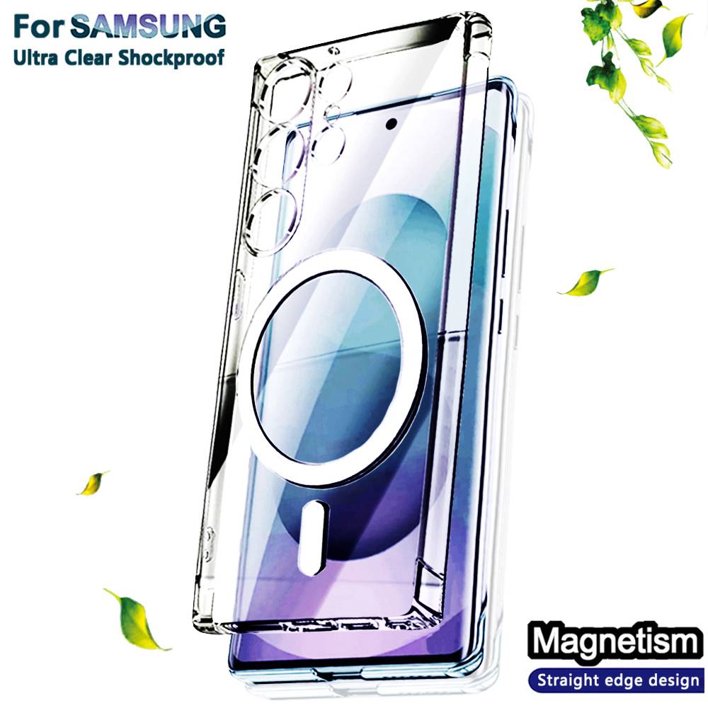 Wireless Magnetic Clear Case For Samsung Galaxy S25 Edge S21 S23 Fe S24 Ultra S22 Plu Z Fold Flip 7 6 5 4 Magsafe Original Cover
