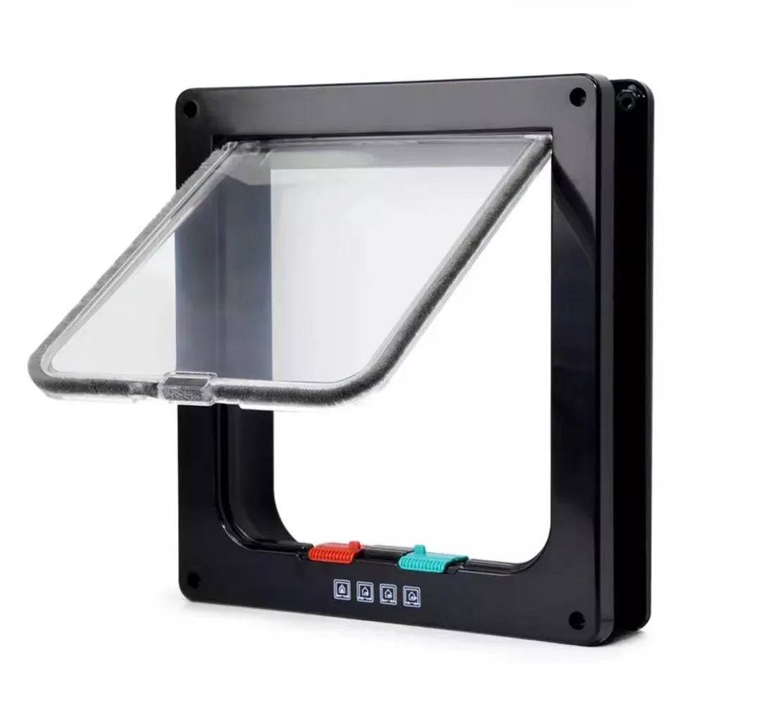 4-Way Locking Cat & Dog Flap Door - black / 23.5x5.5x25cm (23.5x5.5x25cm)