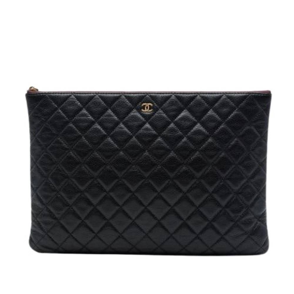 Chanel Vintage Pre-owned Quilted Caviar Leather Clutch - Vintage - Dame - Sort - ONE SIZE - Læder