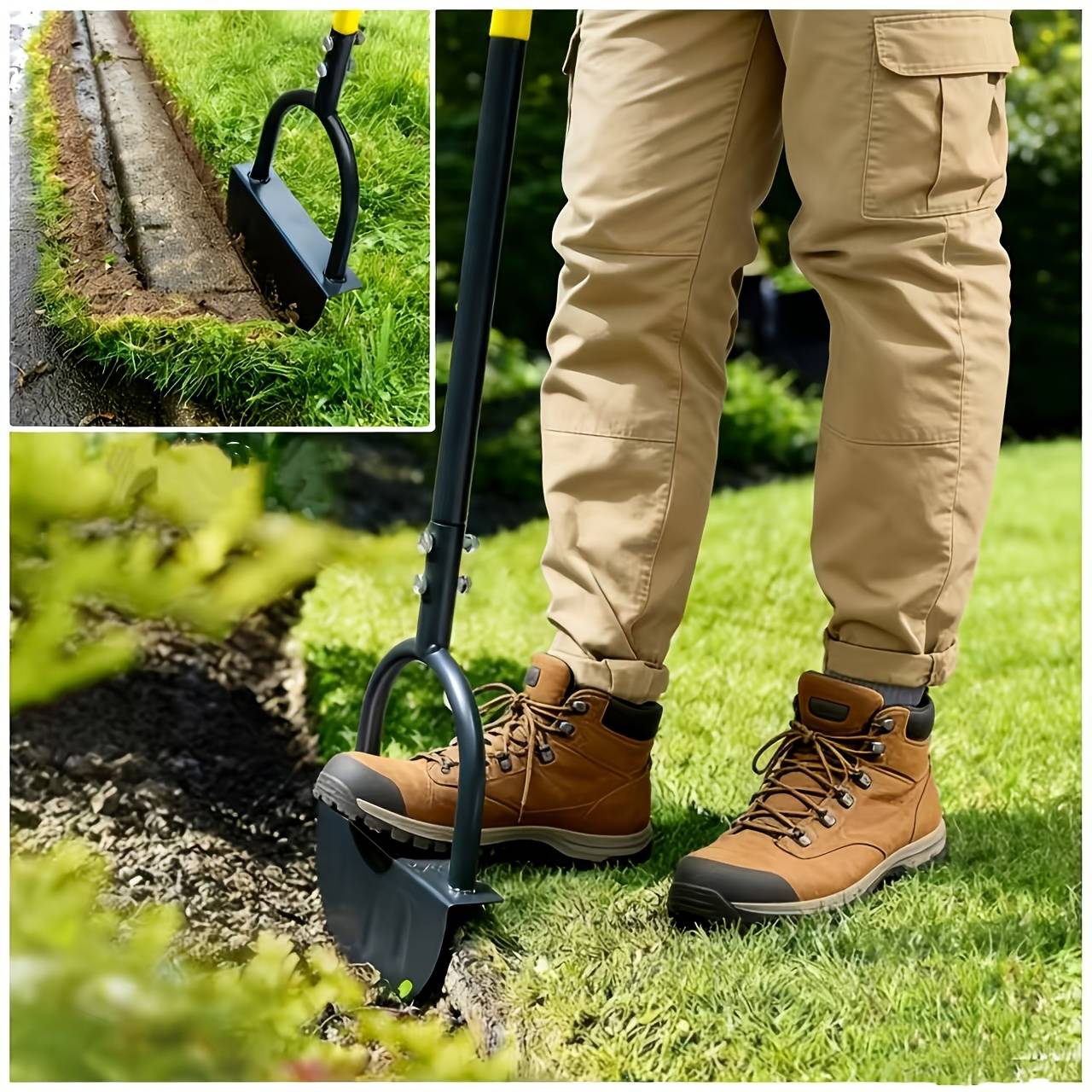 TEMU 1j Piece Manual Edge Cutting Shovel With Handle Half-moon Lawn Edge Cutting Machine Serrated Hand Lawn Edge Cutting Tool Step Edge Cutting Shovel