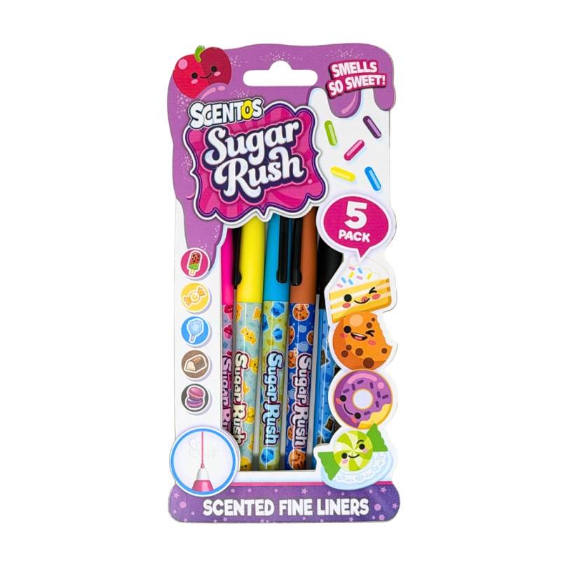 Scentos Sugar Rush Fineliners med doft 5-pack Lila - Scentos - Leksaksaffären