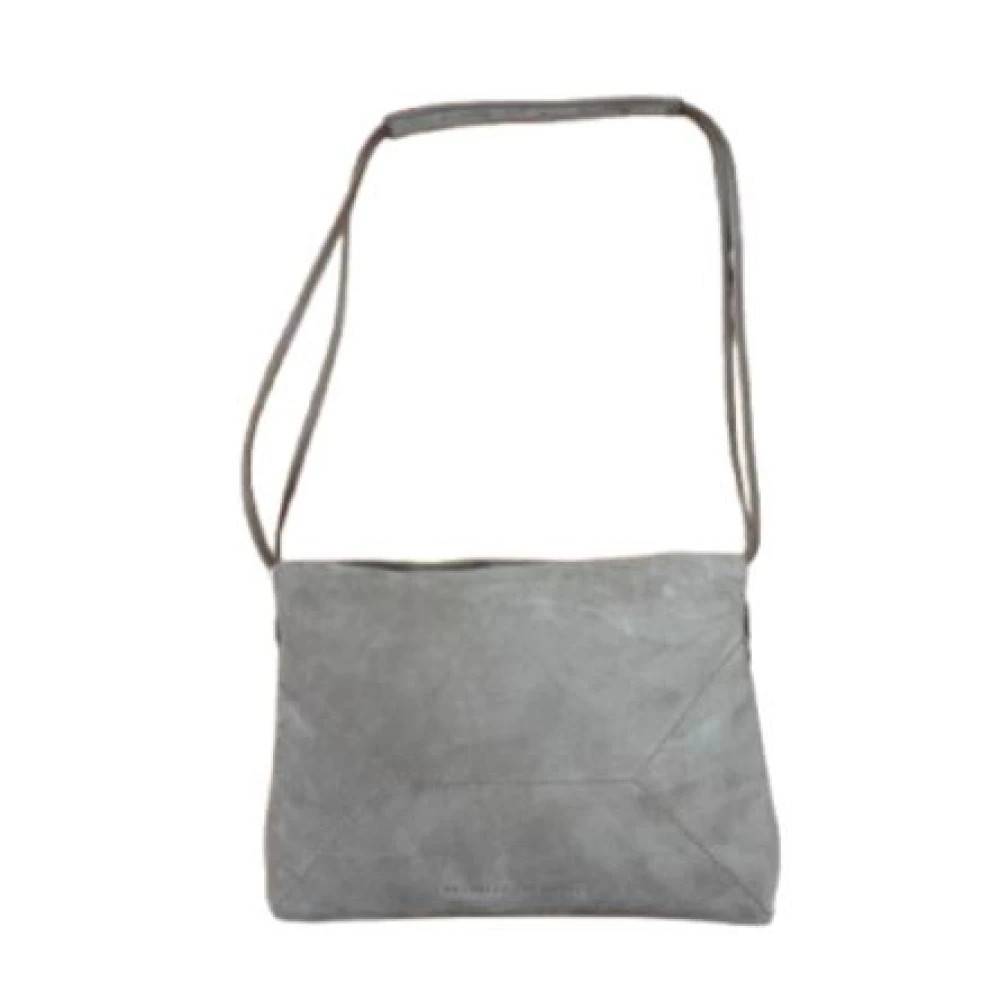 Brunello Cucinelli Pouch Bag i ruskind med Monili - Tasker - Dame - Grå - ONE SIZE - Uld