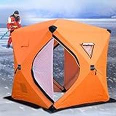 3-4 Person Ice Fishing Tent, Portable Ice Fishing Shelter, Thermal Ice Fishing Shanty, Insulated Ice Fishing Shelter, with Insulated Layer, for Winter Fishing,Yellow