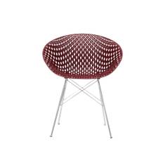 Kartell - Smatrik Chair 4 Legs Plum/Chrome - Spisebordsstole - Tokujin Yoshioka - Sølv,RØD - Metal/Plast