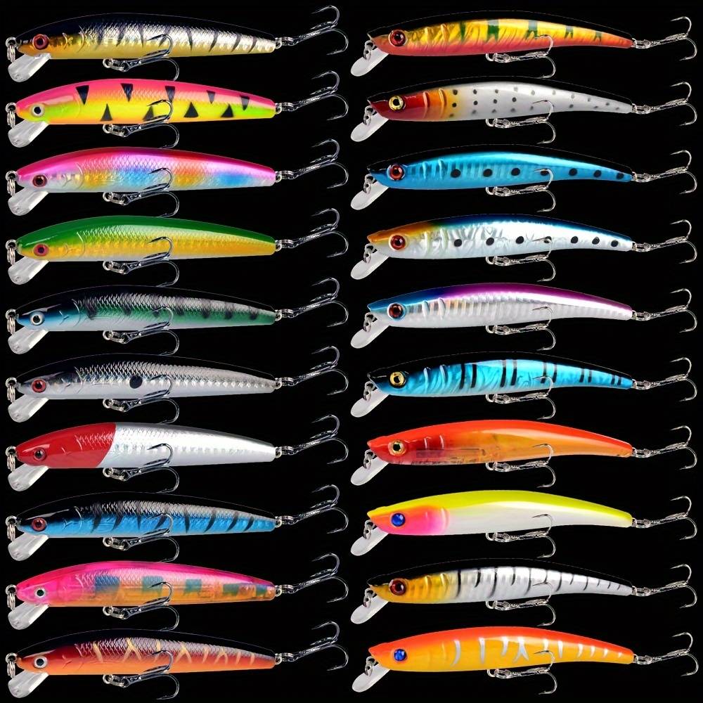 TEMU 20pcs Floating Minnow Casting Hard Bait Flash Wobbler Fishing Lure Sea Lure Topwater Baits