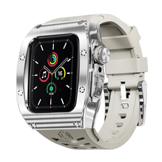 Shellbox Apple Watch 44mm 2023 Armband Silikon Metal - Vit
