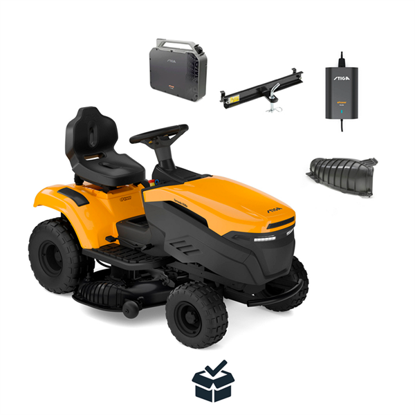 STIGA Tornado 5108e Havetraktor - 108 cm klippebredde inkl. fri levering, montering og klargøring | Inkl 1 batteri og 1 lader.